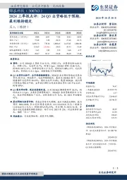 2024三季报点评:24 Q3出货略低于预期,盈利维持稳定