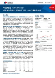 成本增加导致Q3利润环比下滑,主业产量稳中有增