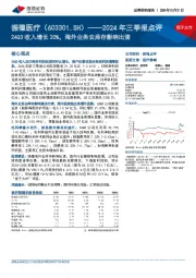 2024年三季报点评：24Q3收入增长20%，海外业务去库存影响出清