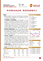 降本增效成效显著，聚焦资源势能向上