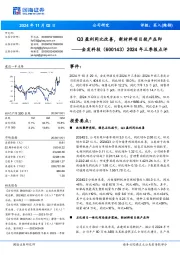 2024年三季报点评:Q3盈利同比改善,新材料项目投产在即