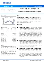 2024年三季报点评：收入环比改善，单季度利润表现亮眼