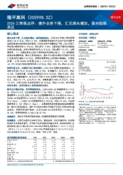 2024三季报点评:境外业务下滑,汇兑损失增加,盈利短期承压
