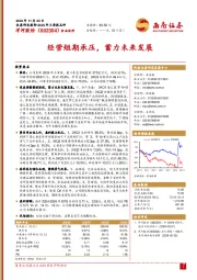 2024年三季报点评:经营短期承压,蓄力未来发展