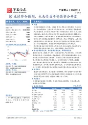 Q3业绩符合预期，未来受益于资源整合开发