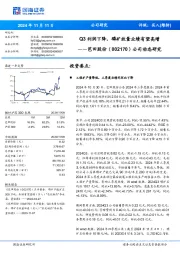 公司动态研究：Q3利润下降，磷矿放量业绩有望高增