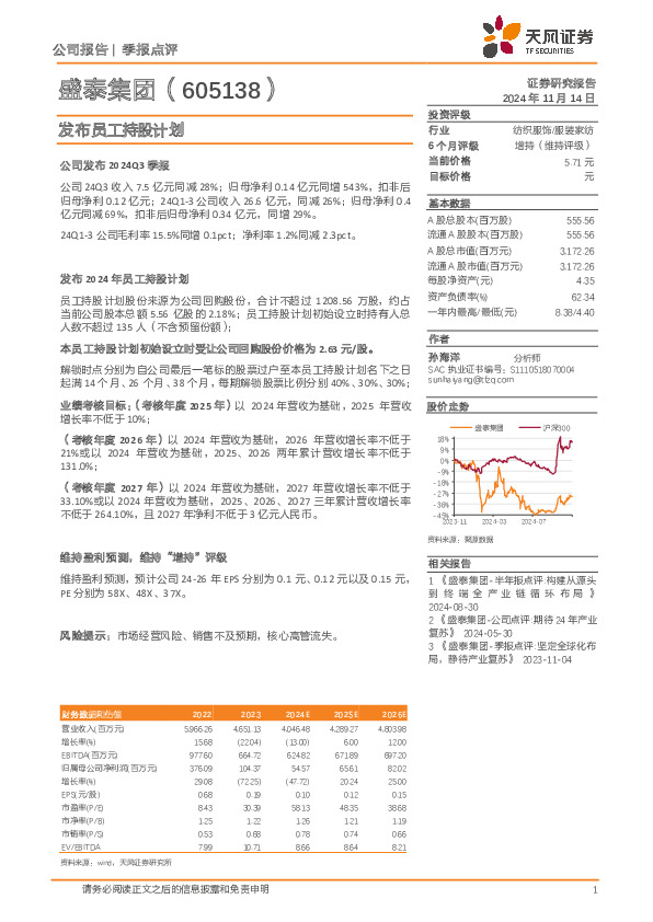 发布员工持股计划