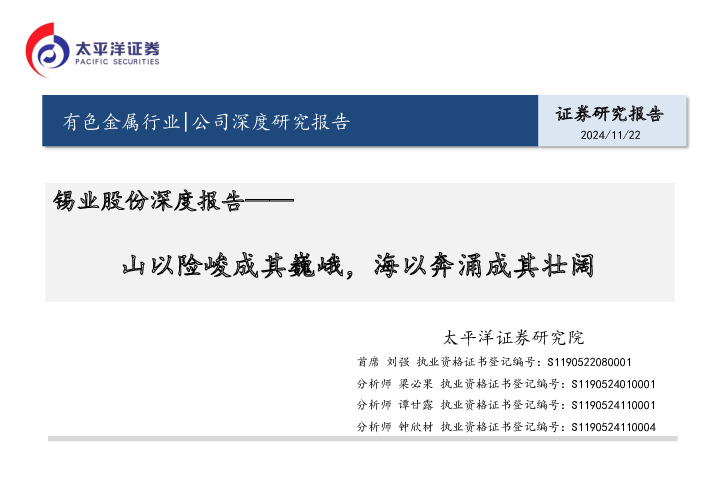 锡业股份深度报告：山以险峻成其巍峨，海以奔涌成其壮阔