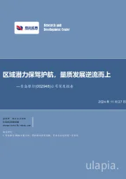 公司深度报告：区域潜力保驾护航，量质发展逆流而上