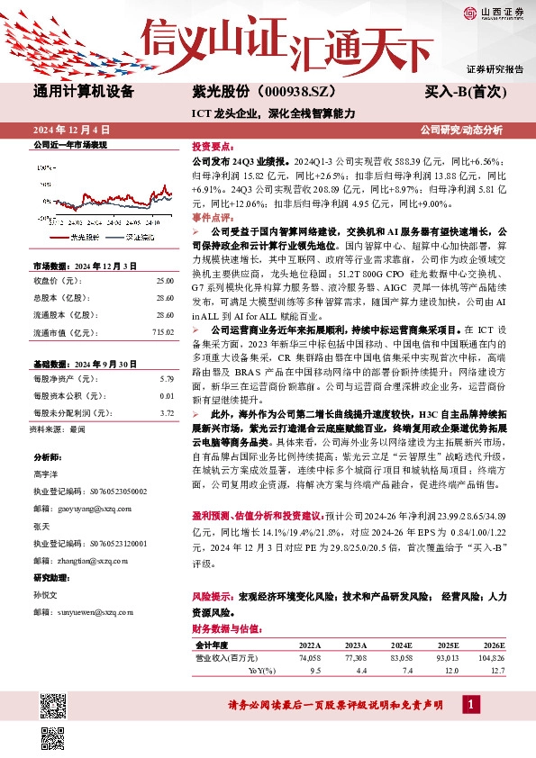ICT龙头企业，深化全栈智算能力