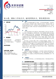 唐山港，2024三季报点评，Q3遇周期压力，静待调整结束
