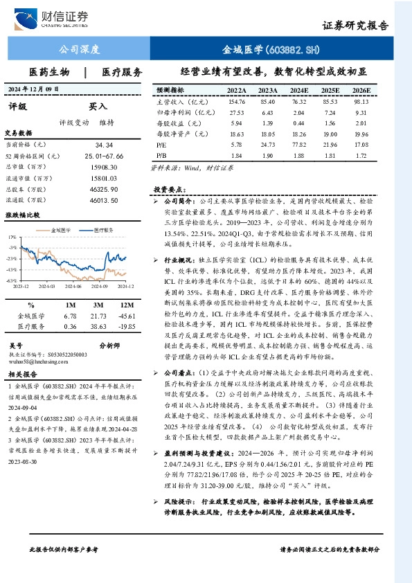 经营业绩有望改善，数智化转型成效初显