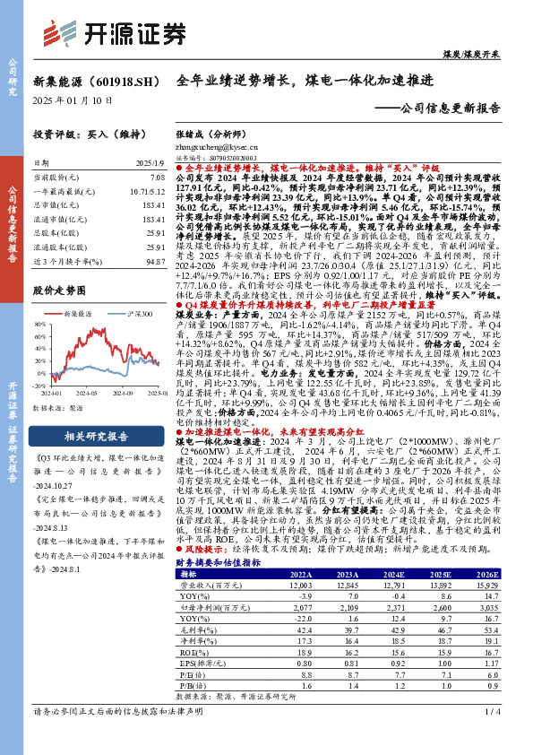 公司信息更新报告：全年业绩逆势增长，煤电一体化加速推进