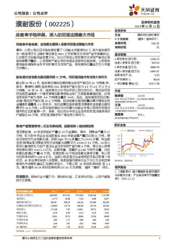 战略牵手格林美，深入印尼湿法提镍大市场