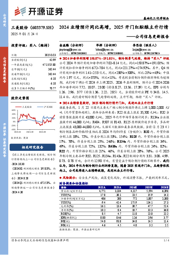 公司信息更新报告：2024业绩预计同比高增，2025开门红酝酿主升行情