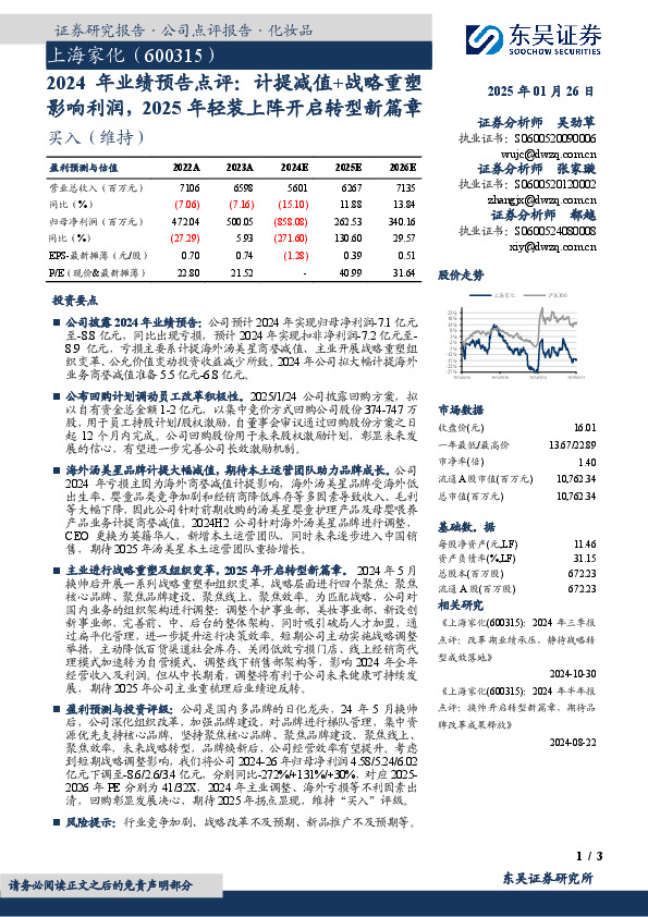 2024年业绩预告点评：计提减值+战略重塑影响利润，2025年轻装上阵开启转型新篇章