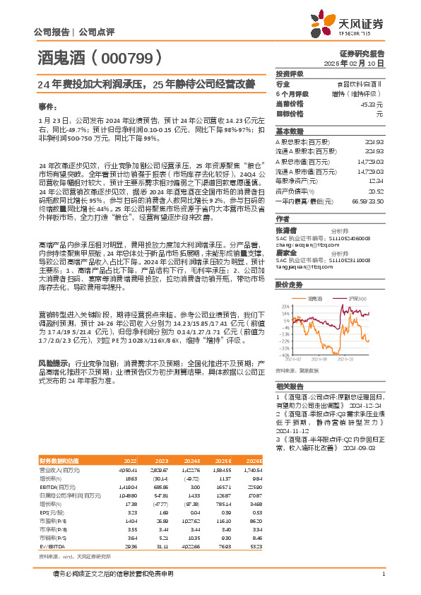 24年费投加大利润承压，25年静待公司经营改善