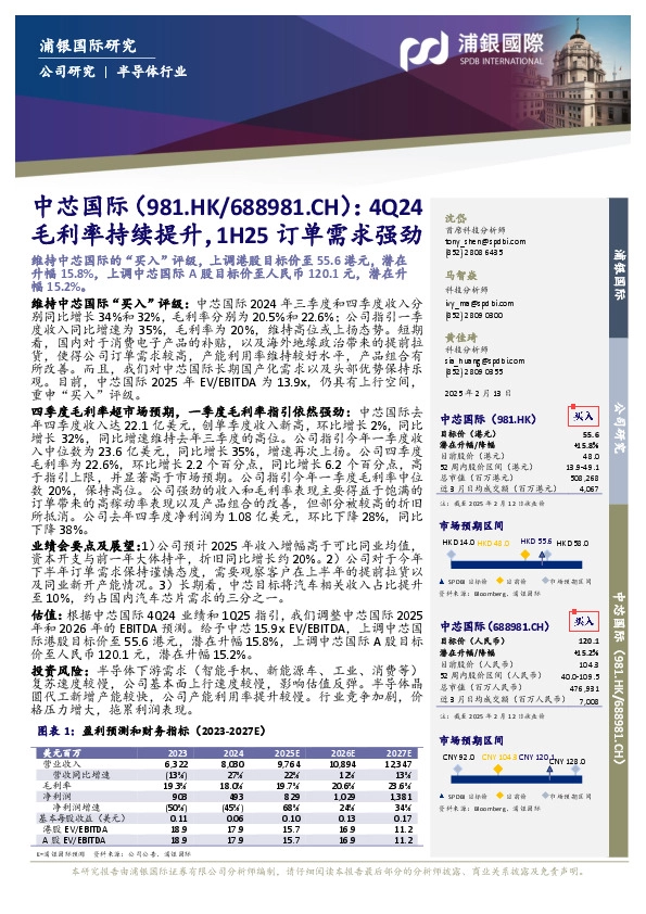 4Q24毛利率持续提升，1H25订单需求强劲