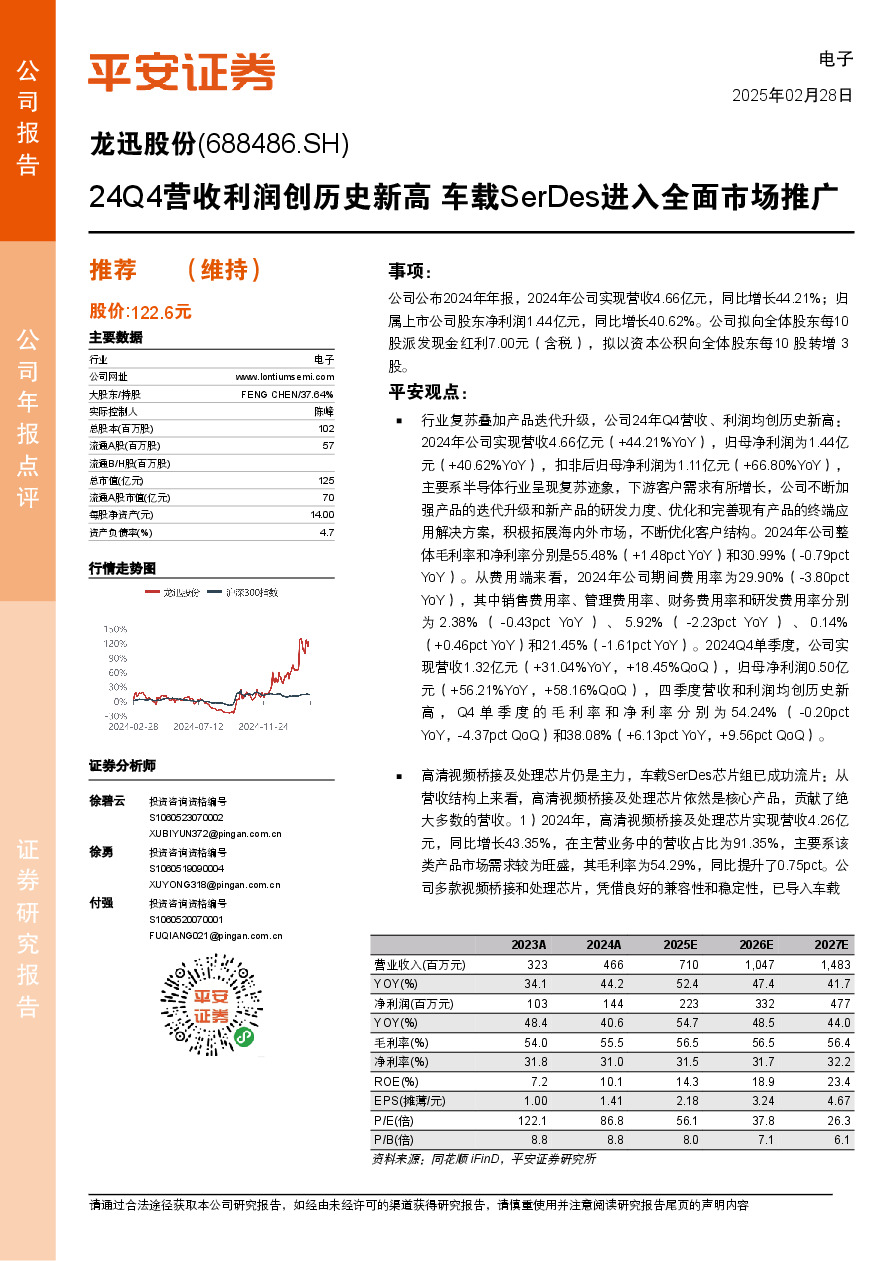 24Q4营收利润创历史新高，车载SerDes进入全面市场推广