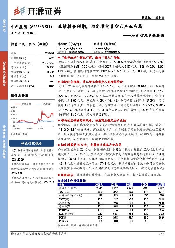 公司信息更新报告：业绩符合预期，拟定增完善空天产业布局