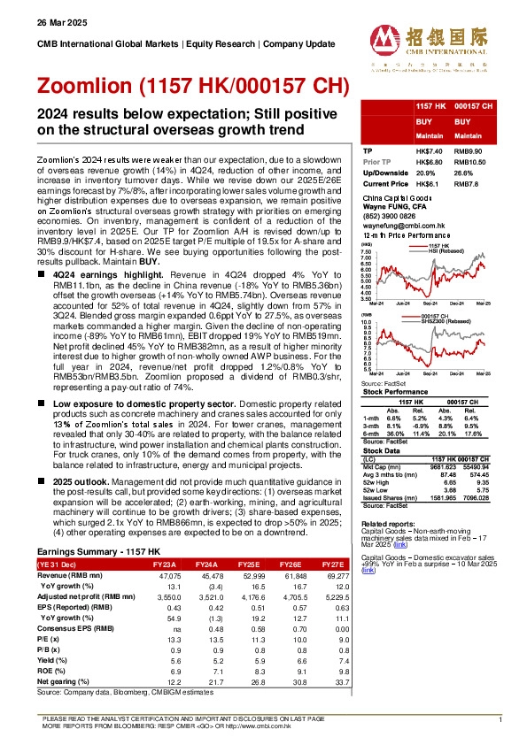 2024 results below expectation; Still positive on the structural overseas growth trend