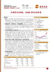 业绩符合预期，24Q4营收创新高