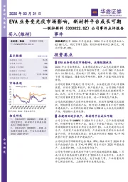 公司事件点评报告：EVA业务受光伏市场影响，新材料平台成长可期