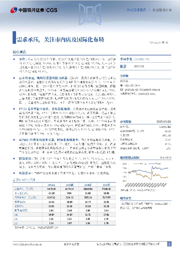 需求承压，关注市内店及国际化布局