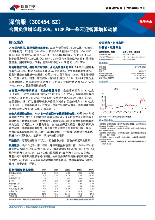 合同负债增长超20%，AICP和一朵云迎智算增长动能