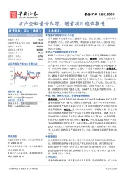 矿产金铜量价齐增，增量项目稳步推进