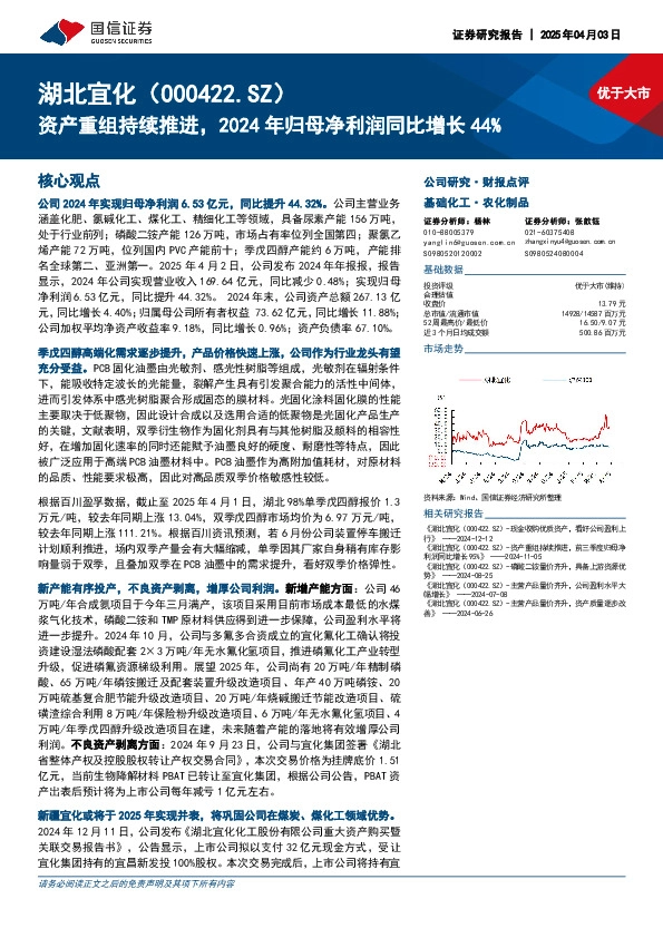 资产重组持续推进，2024年归母净利润同比增长44%