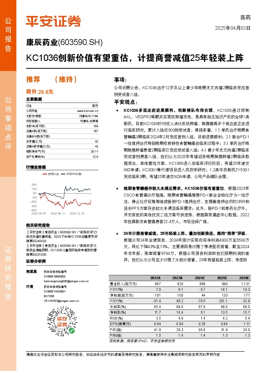 KC1036创新价值有望重估，计提商誉减值25年轻装上阵