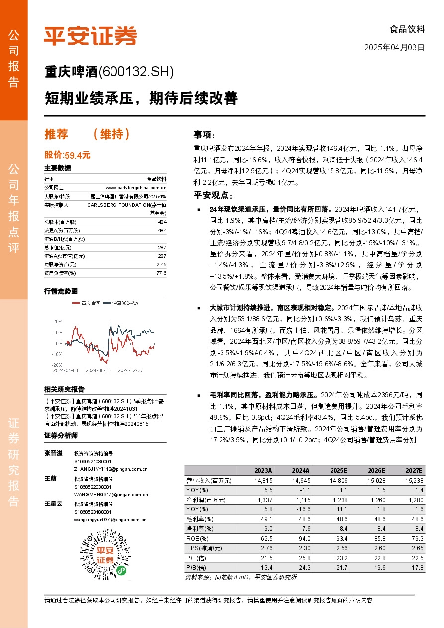 短期业绩承压，期待后续改善