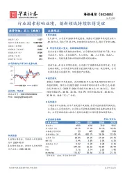 行业因素影响业绩，创新领域持续取得突破