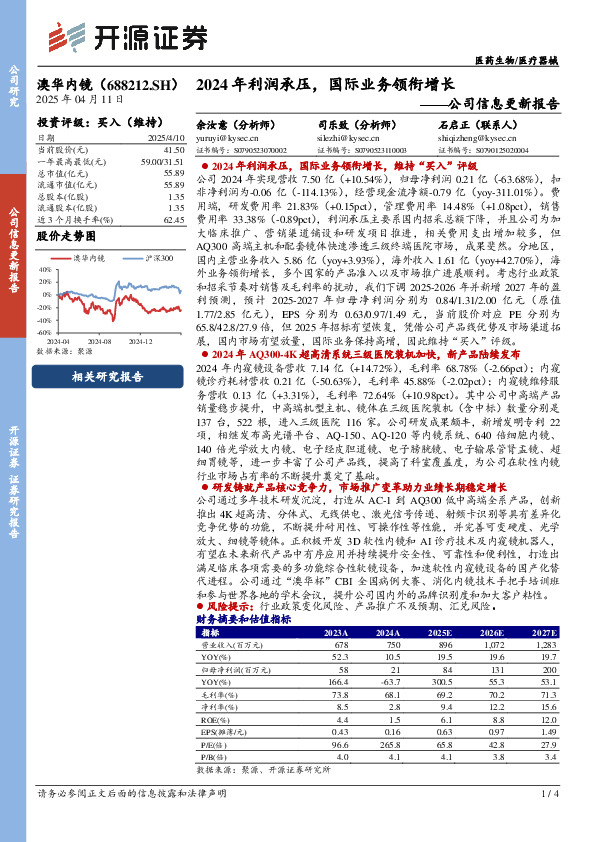公司信息更新报告：2024年利润承压，国际业务领衔增长