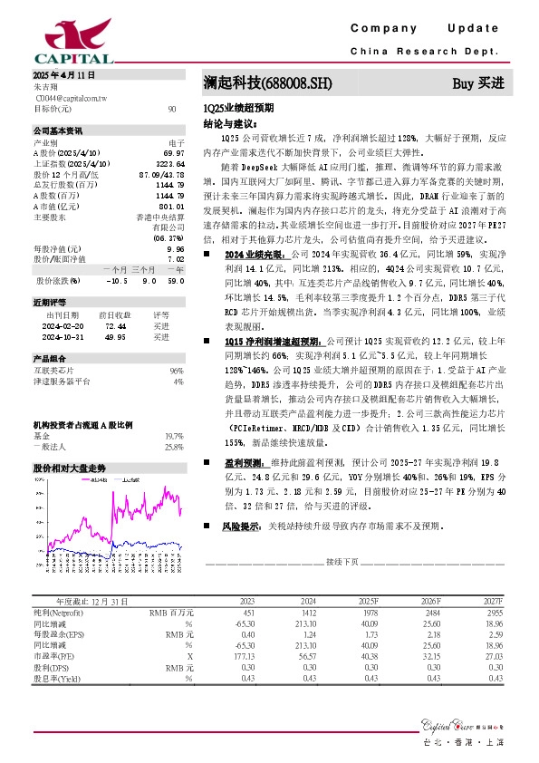 1Q25业绩超预期