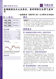 公司事件点评报告:盐湖提锂龙头主业承压,看好钾肥行业景气度回升