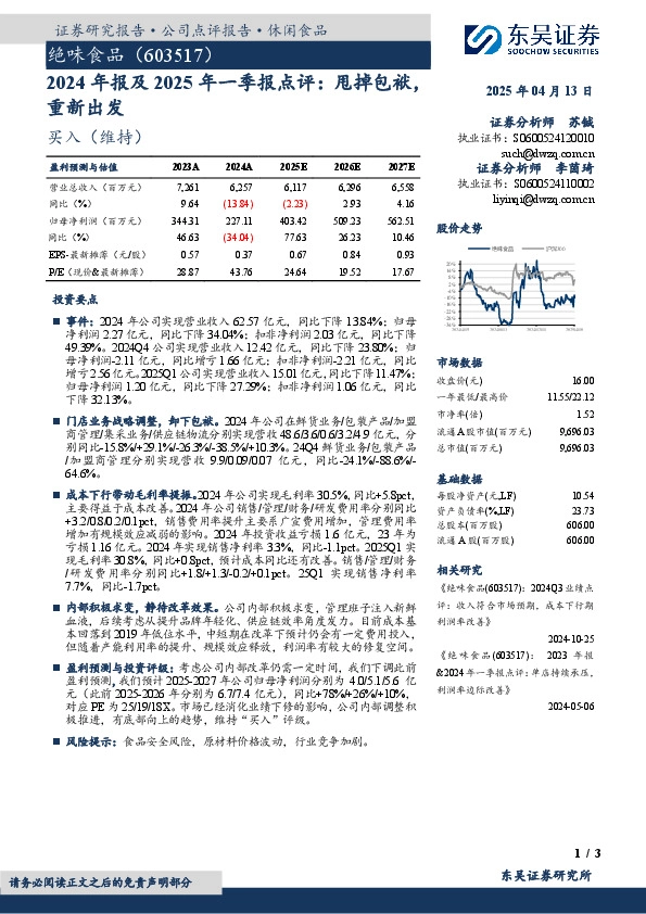 2024年报及2025年一季报点评：甩掉包袱，重新出发
