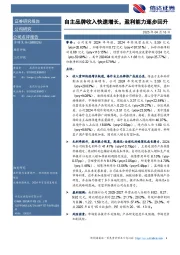 自主品牌收入快速增长，盈利能力逐步回升