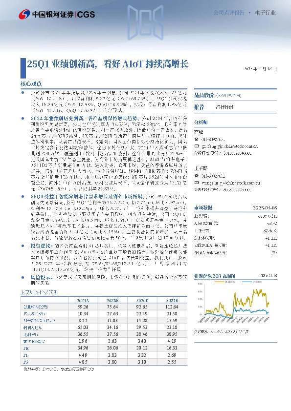 25Q1业绩创新高，看好AIoT持续高增长