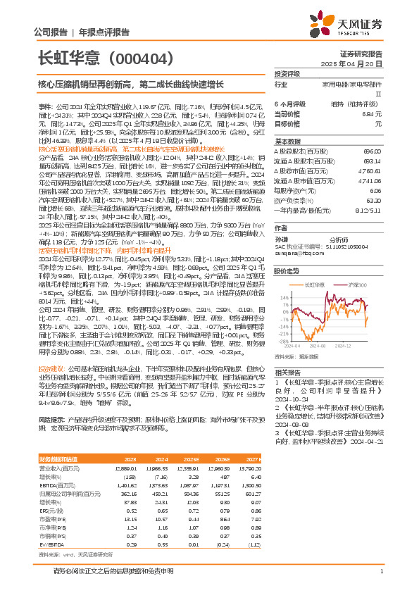 核心压缩机销量再创新高，第二成长曲线快速增长