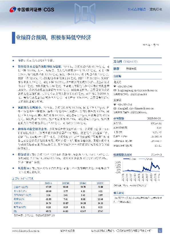 业绩符合预期，积极布局低空经济