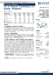 2025年一季报点评：归母净利润同比+15%略超预期，维持稳健增长