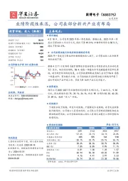 业绩阶段性承压，公司在部分新兴产业有布局