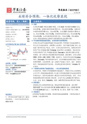 业绩符合预期,一体化优势显现