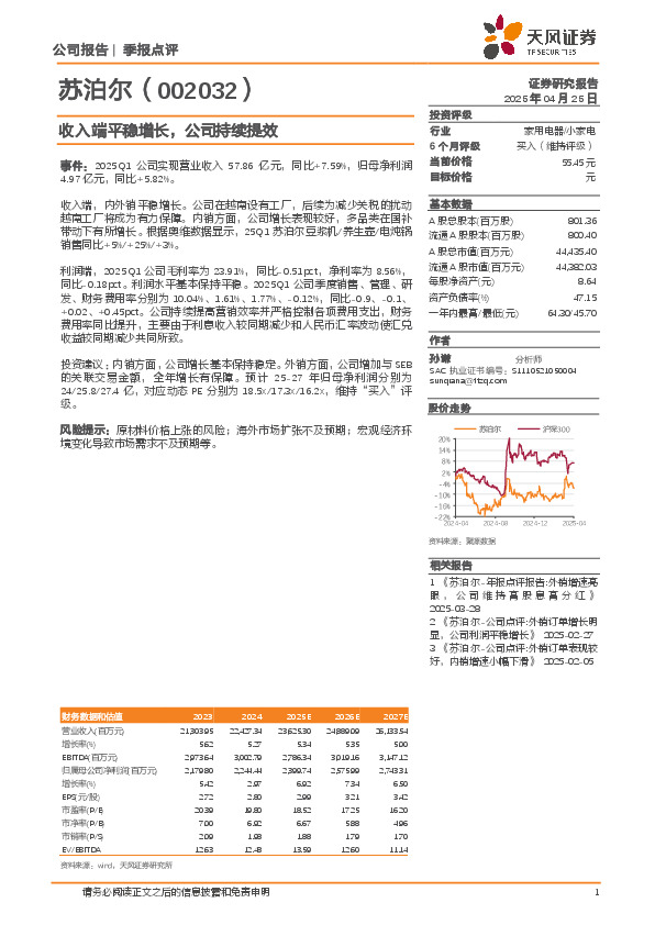 收入端平稳增长，公司持续提效