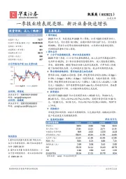 一季报业绩表现亮眼,新兴业务快速增长