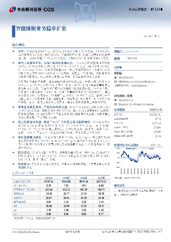 智能睡眠业务稳步扩张