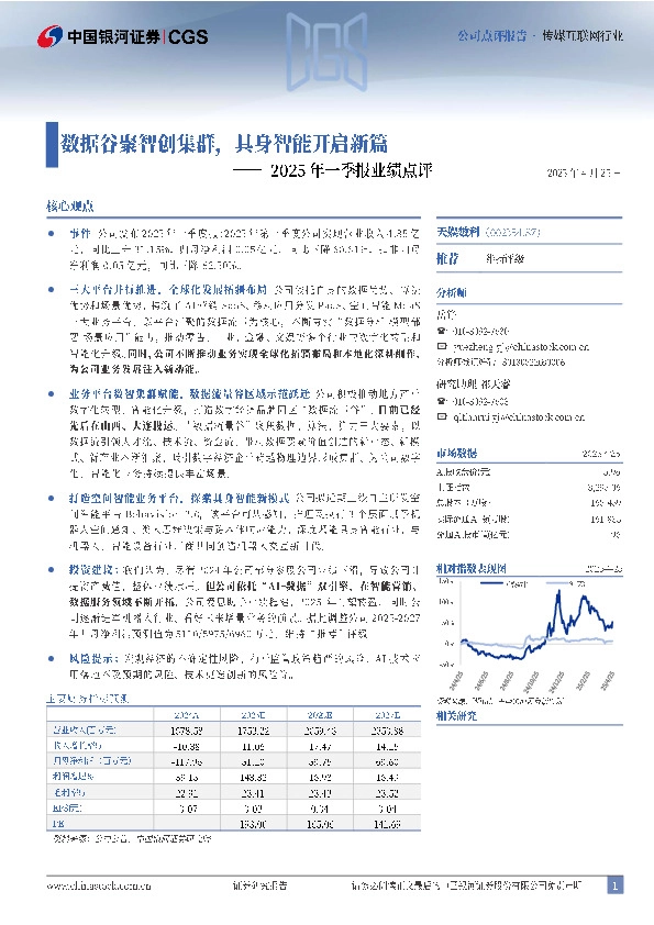 2025年一季报业绩点评：数据谷聚智创集群，具身智能开启新篇