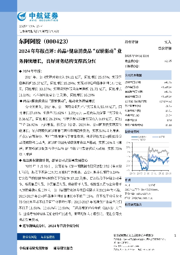 2024年年报点评：药品+健康消费品“双轮驱动”业务持续增长，良好财务结构支撑高分红
